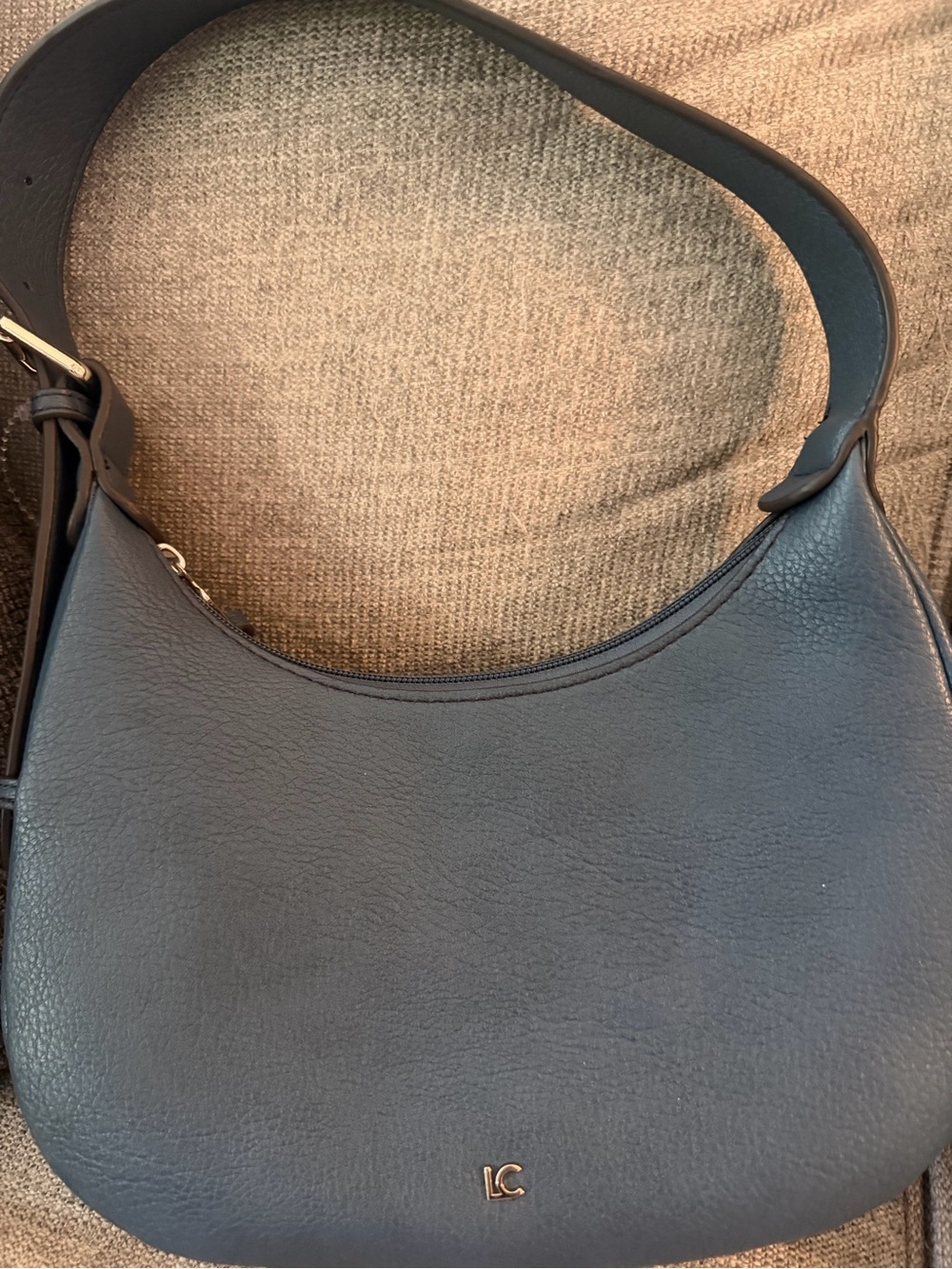 Classic Navy Leather Shoulder Hobo Bag